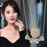 Lucky Four-Leaf Clover Necklace / Heart Pendant Necklace